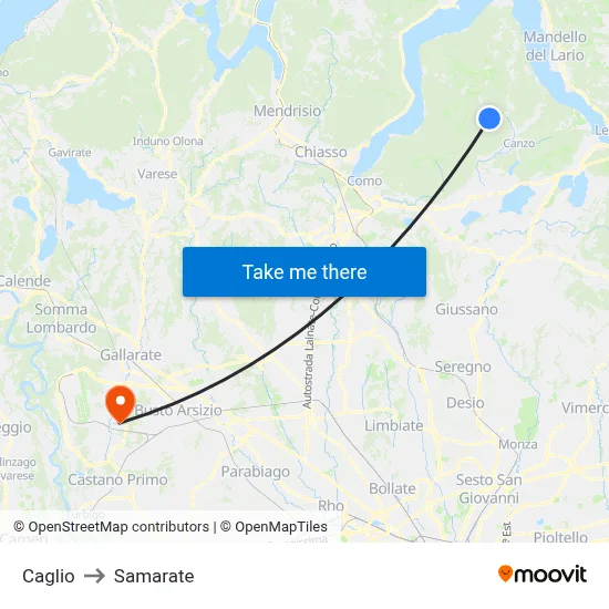 Caglio to Samarate map