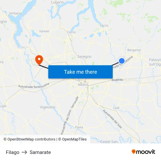 Filago to Samarate map