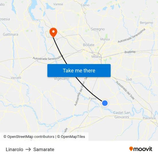 Linarolo to Samarate map