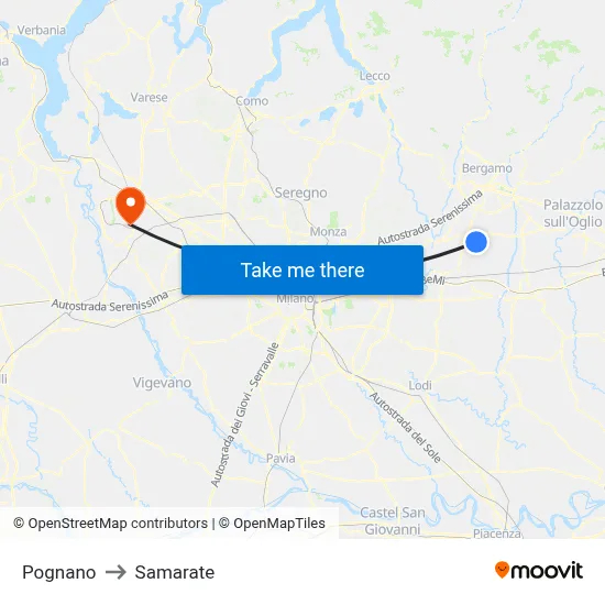 Pognano to Samarate map