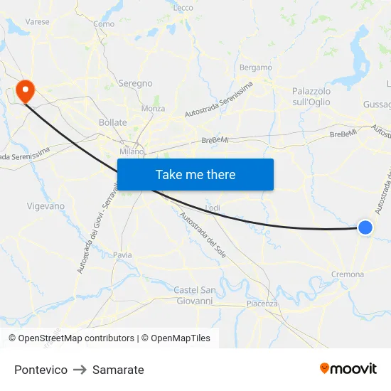 Pontevico to Samarate map