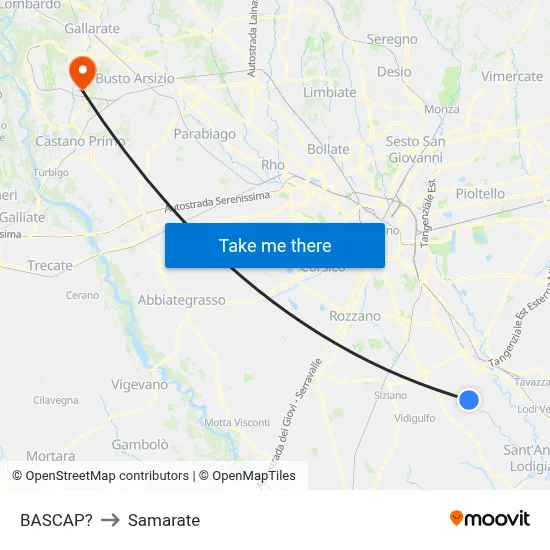 Bascap to Samarate map