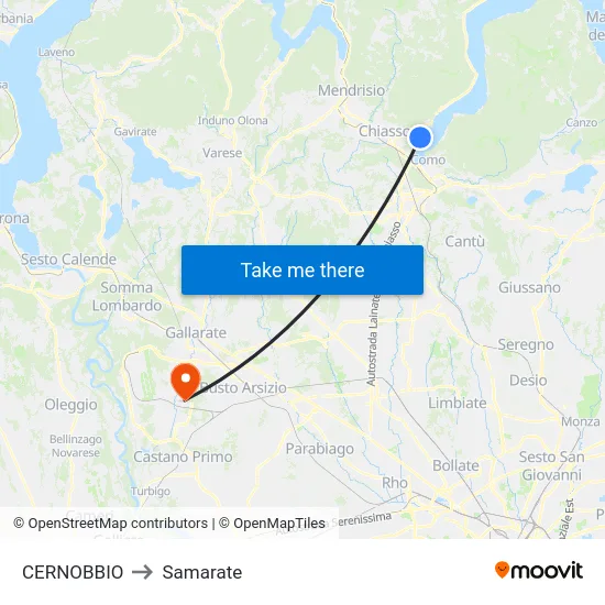 CERNOBBIO to Samarate map