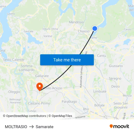 Moltrasio to Samarate map