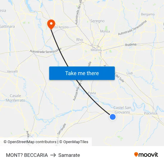 Mont'Beccaria to Samarate map