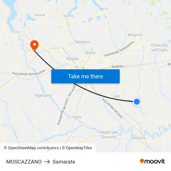 Moscazzano to Samarate map