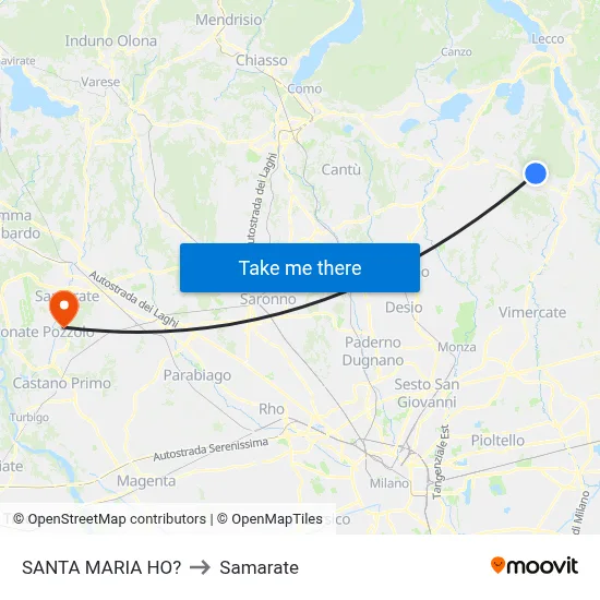 Santa Maria Ho? to Samarate map