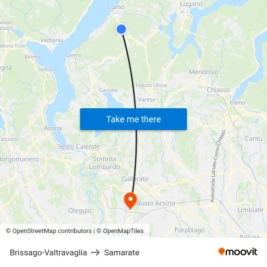 Brissago-Valtravaglia to Samarate map