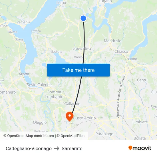 Cadegliano-Viconago to Samarate map