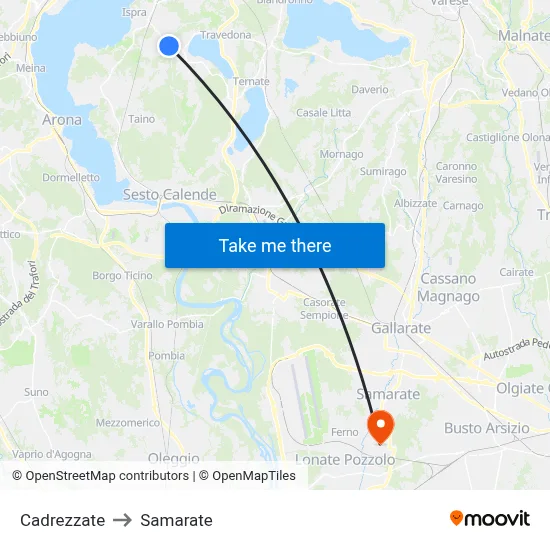 Cadrezzate to Samarate map