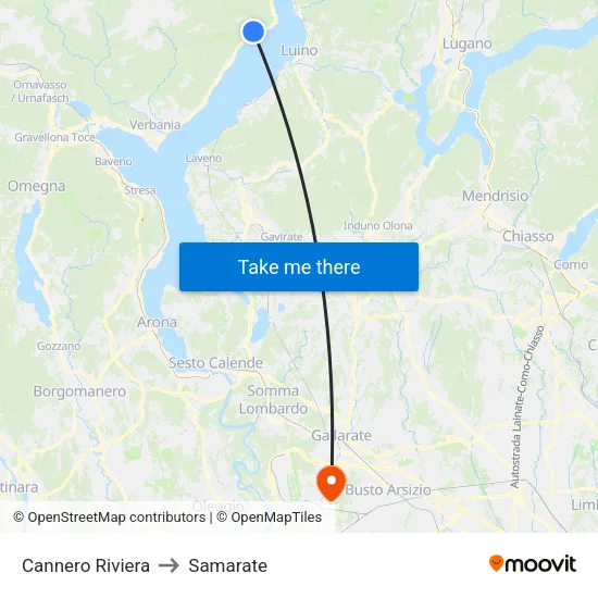Cannero Riviera to Samarate map