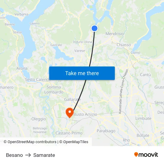 Besano to Samarate map