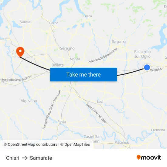 Chiari to Samarate map