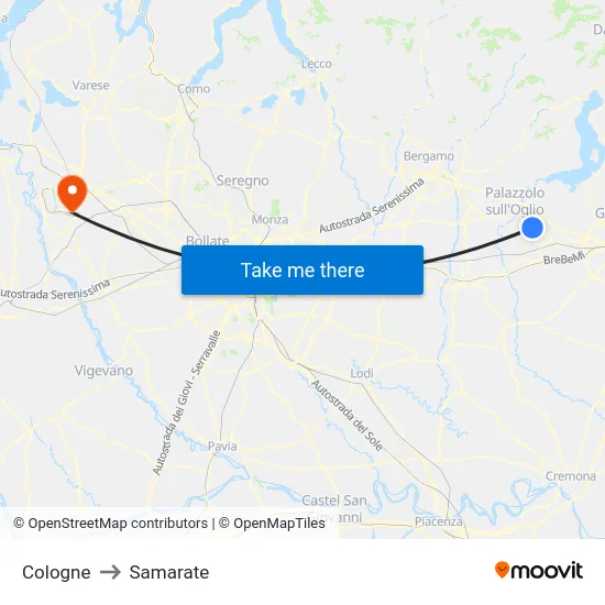 Cologne to Samarate map