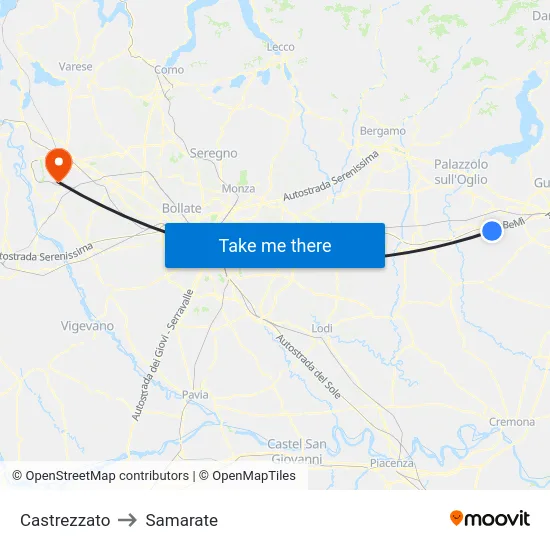 Castrezzato to Samarate map