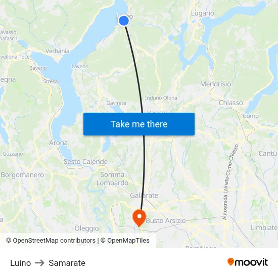 Luino to Samarate map