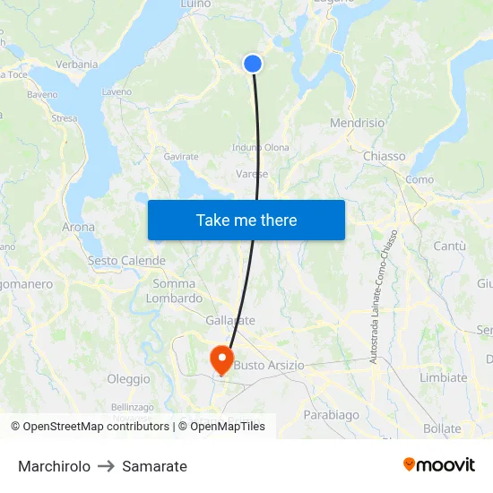 Marchirolo to Samarate map