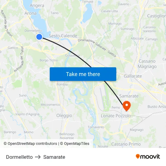 Dormelletto to Samarate map