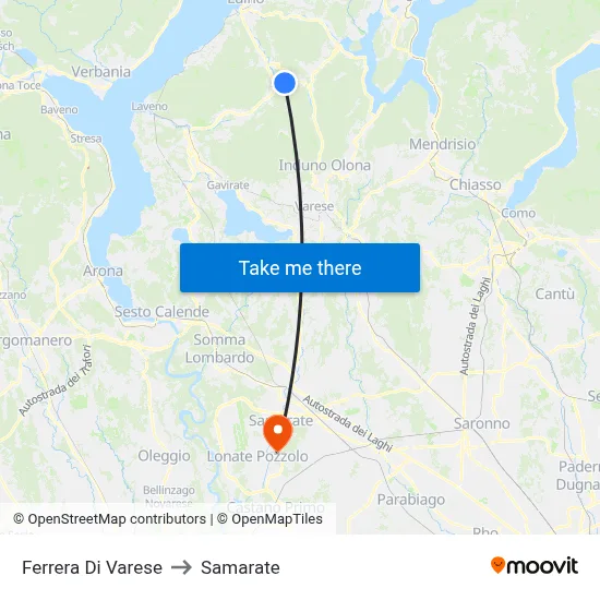 Ferrera Di Varese to Samarate map