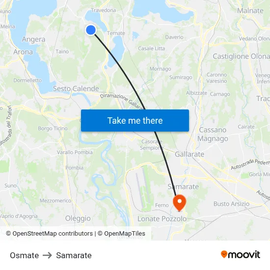 Osmate to Samarate map