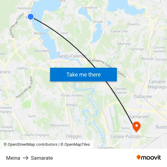 Meina to Samarate map