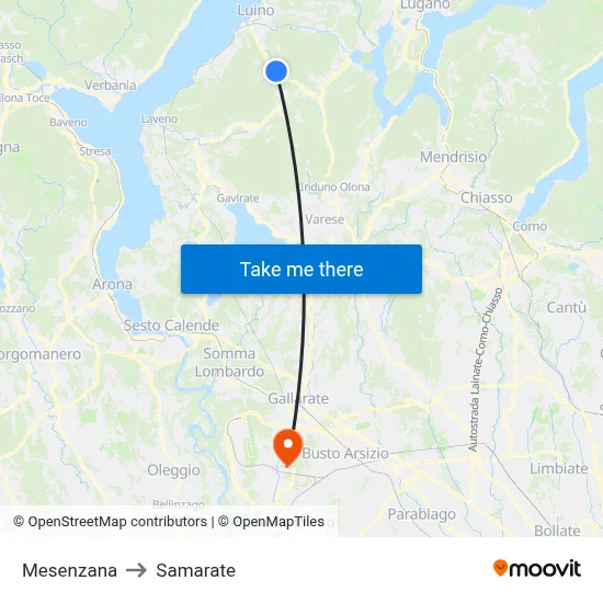 Mesenzana to Samarate map