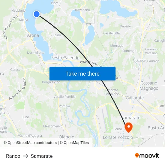 Ranco to Samarate map