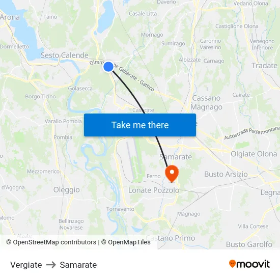 Vergiate to Samarate map