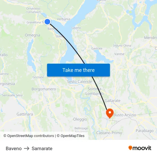 Baveno to Samarate map