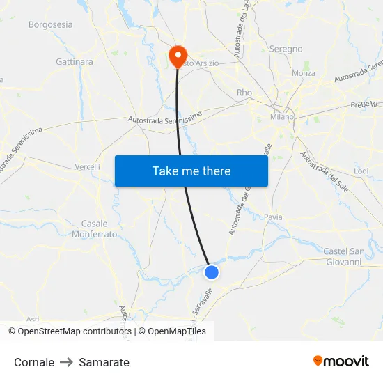 Cornale to Samarate map