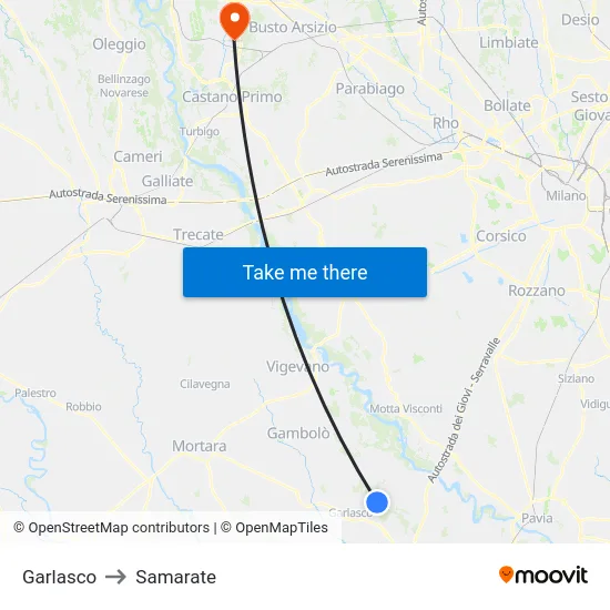 Garlasco to Samarate map