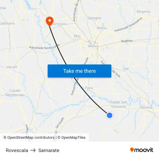 Rovescala to Samarate map