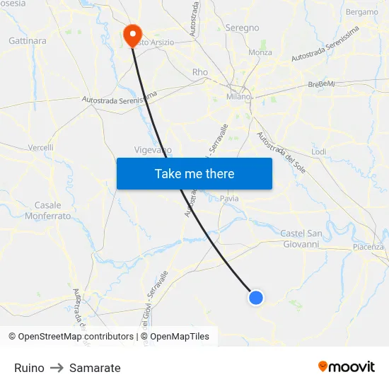 Ruino to Samarate map
