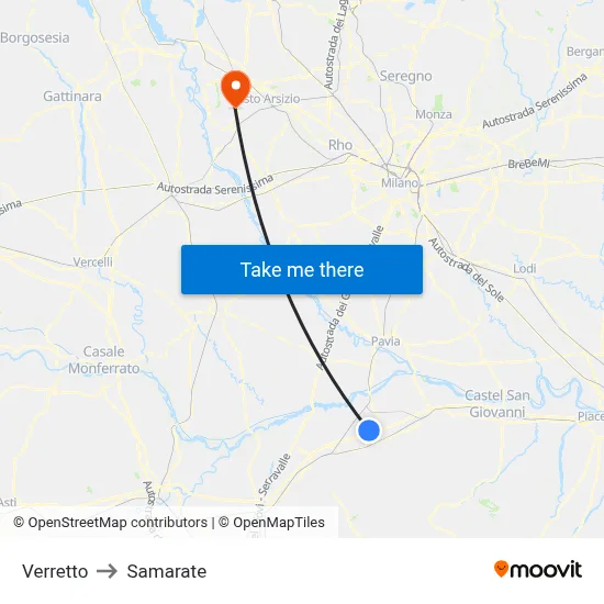 Verretto to Samarate map
