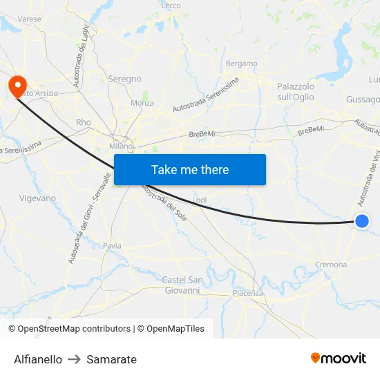 Alfianello to Samarate map