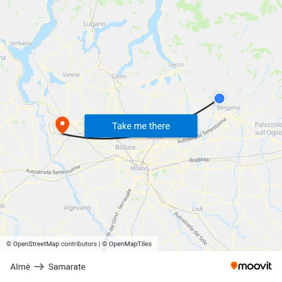 Almè to Samarate map