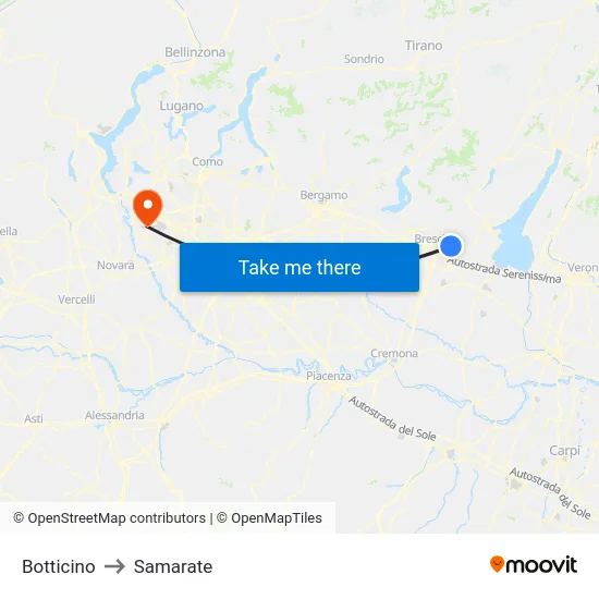 Botticino to Samarate map