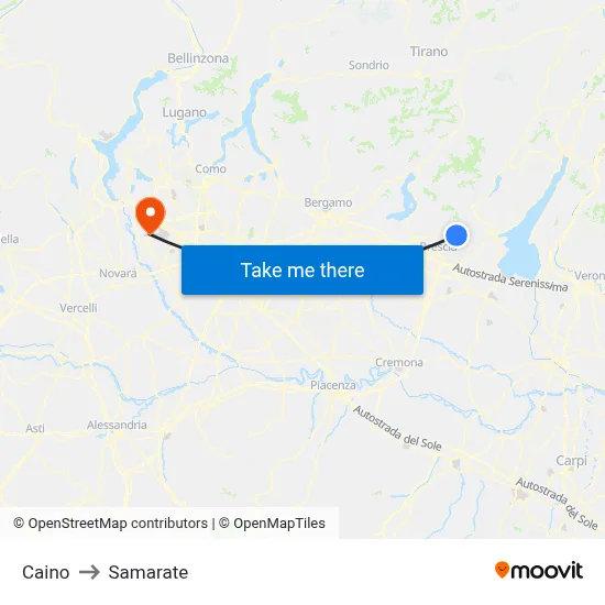 Caino to Samarate map