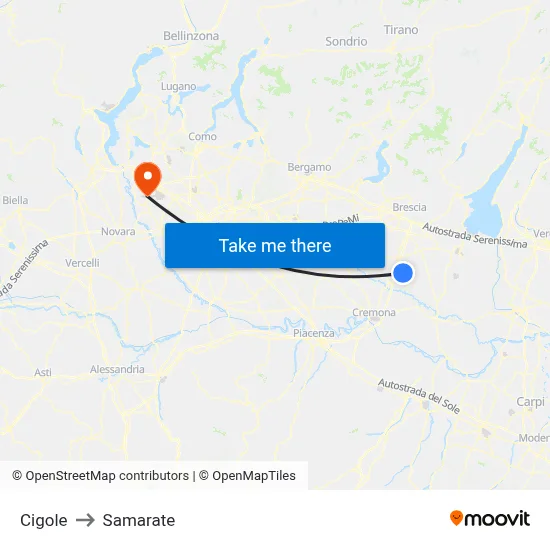 Cigole to Samarate map