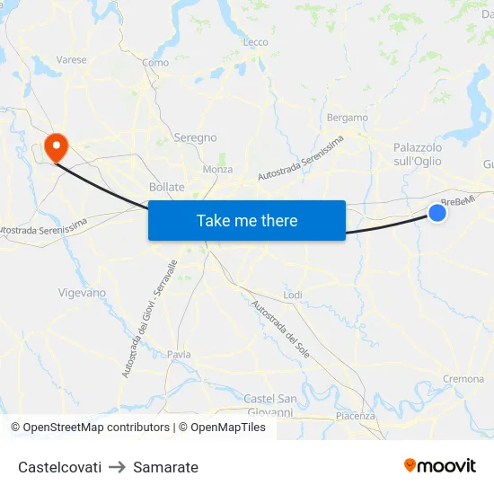 Castelcovati to Samarate map