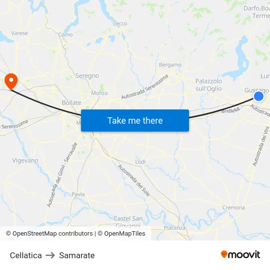 Cellatica to Samarate map