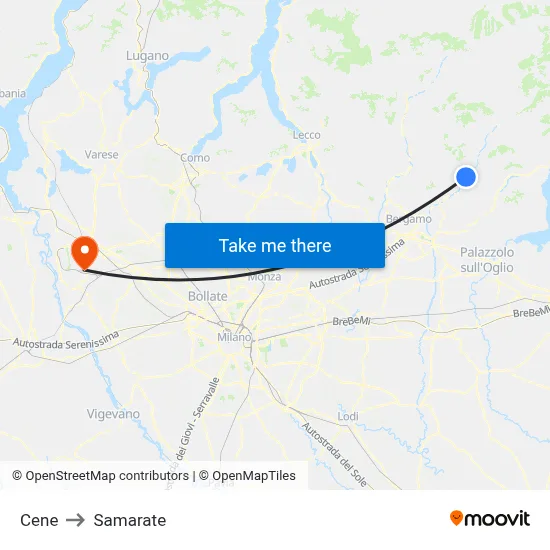 Cene to Samarate map