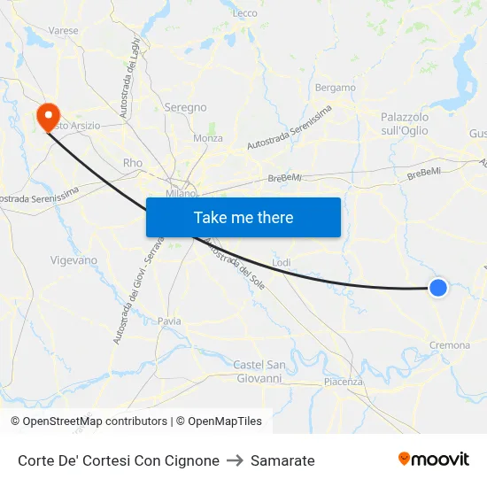 Corte De' Cortesi Con Cignone to Samarate map