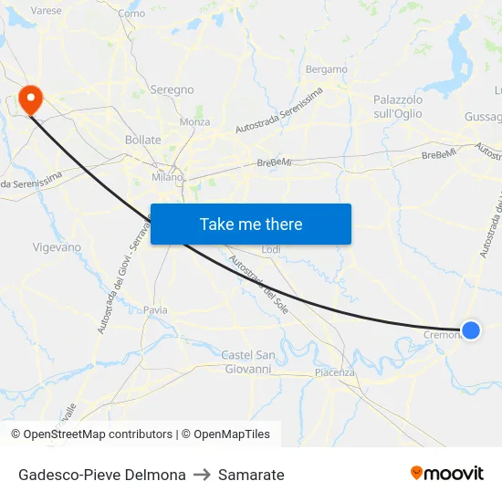 Gadesco-Pieve Delmona to Samarate map