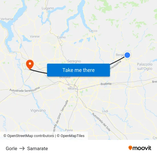 Gorle to Samarate map