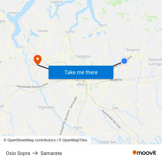 Osio Sopra to Samarate map
