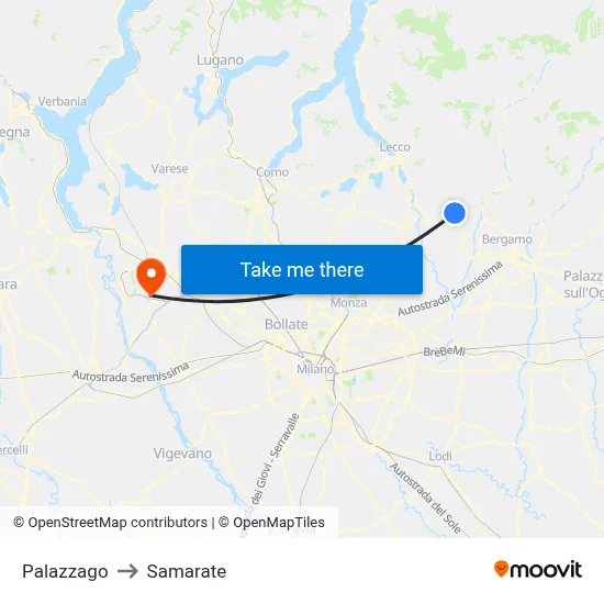 Palazzago to Samarate map