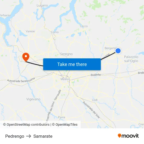 Pedrengo to Samarate map