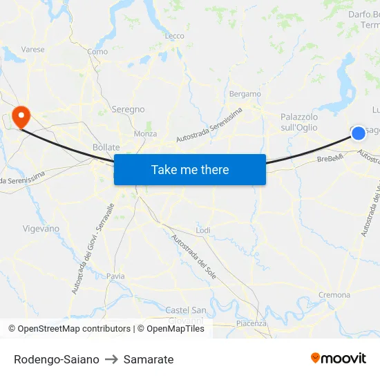 Rodengo-Saiano to Samarate map