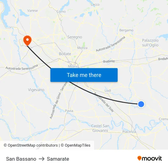San Bassano to Samarate map